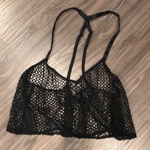 Black bikini cover up crop top